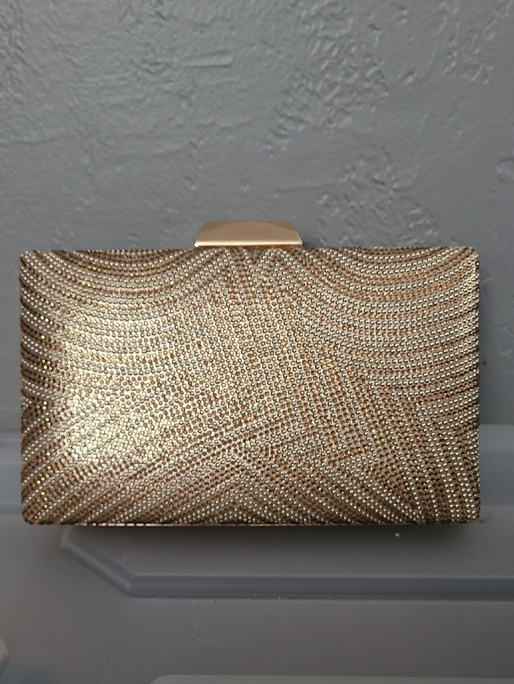 Elegant Gold Crystal Evening Clutch